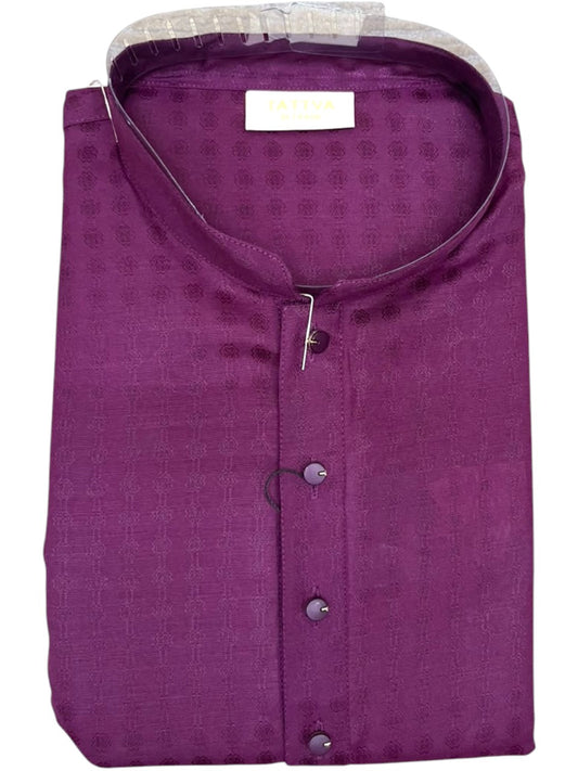Southloom Purple woven Semi Silk Short Kurta for Men SL590