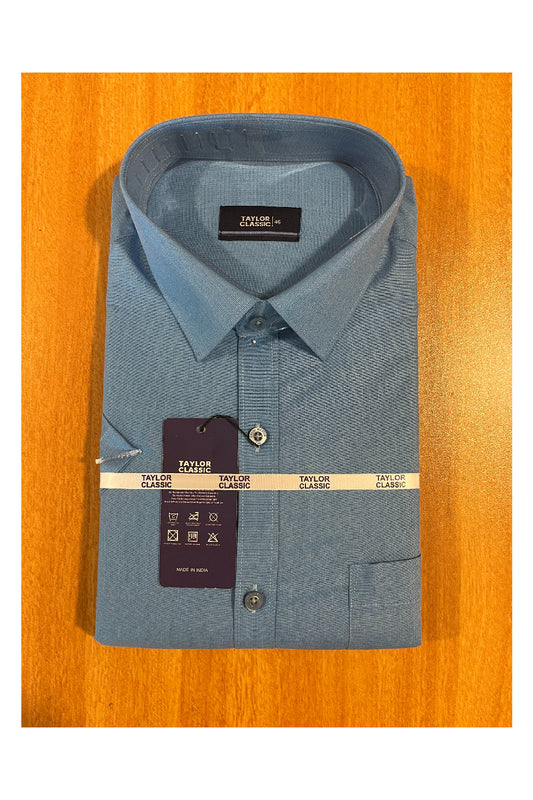 Pure Cotton Blue Solid Shirt (46 HS)