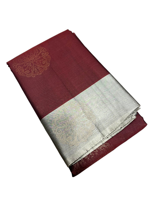 Southloom Pure Handloom Kanchipuram Silk Saree with Butta Work(Maroon & Grey)