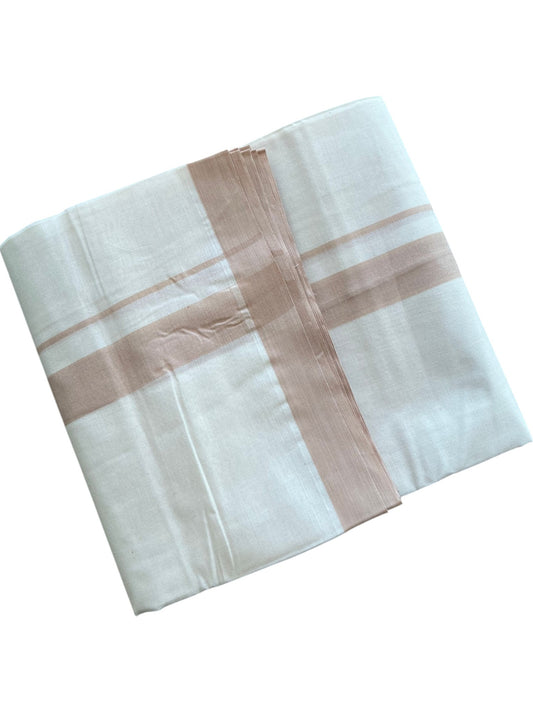 Southloom Kerala Pure Cotton Double Mundu with Beige Border (South Indian Kerala Dhoti)