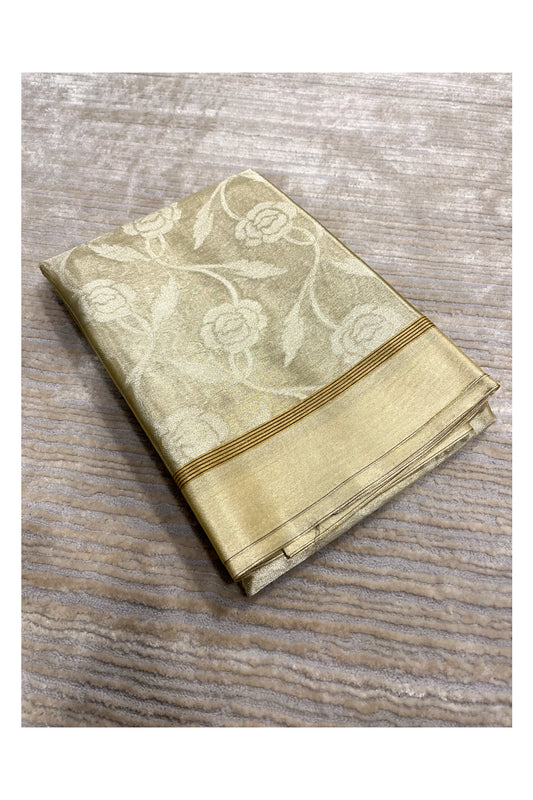 Southloom Tissue Silk Saree with Woven Work on Body and Borders (Golden & Yellow)