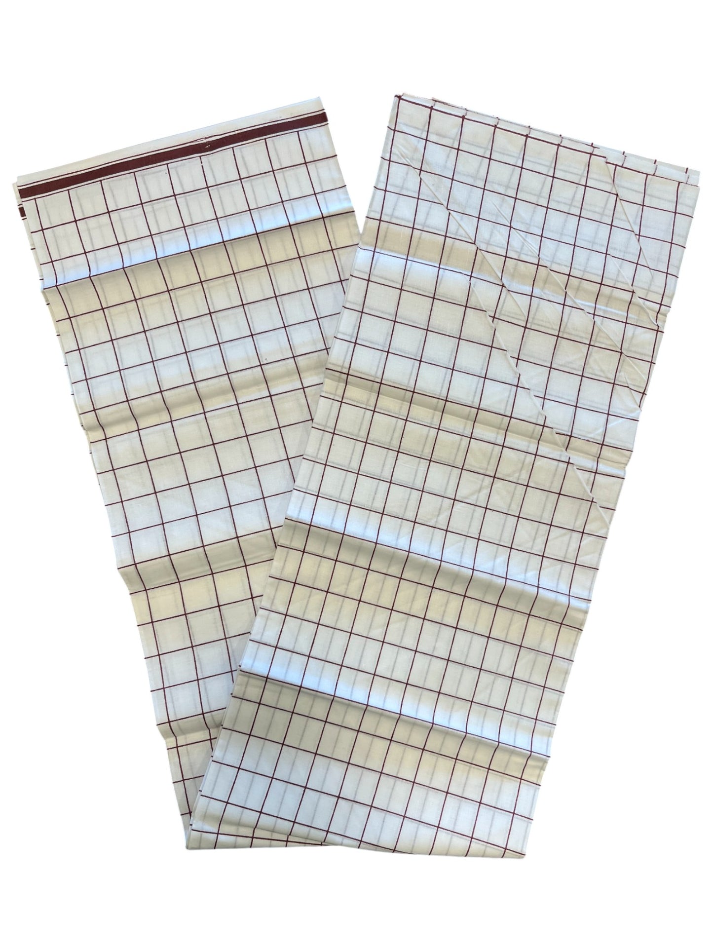 Southloom Off White Single Mundu With Check Design / Otta Mundu / Lungi (South Indian Kerala Dhoti)