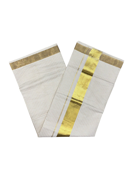 Southloom Kerala Pure Cotton Kasavu Saree With Kasavu Lines Across Body