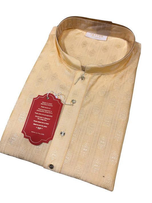 Southloom Semi Silk Short Kurta for Men in Beige Colour