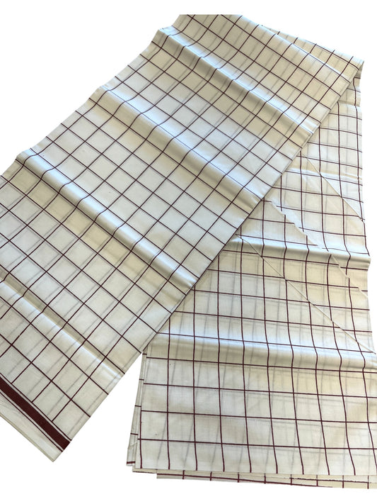 Southloom Off White Single Mundu With Check Design / Otta Mundu / Lungi (South Indian Kerala Dhoti)