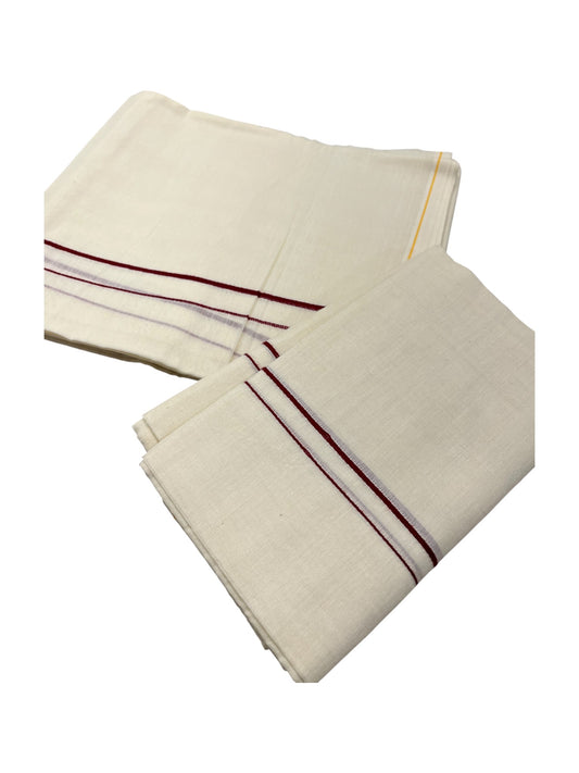 Kerala Cotton Mundum Neriyathum Single (Set Mundu) with Meroon Eerkkil Kara