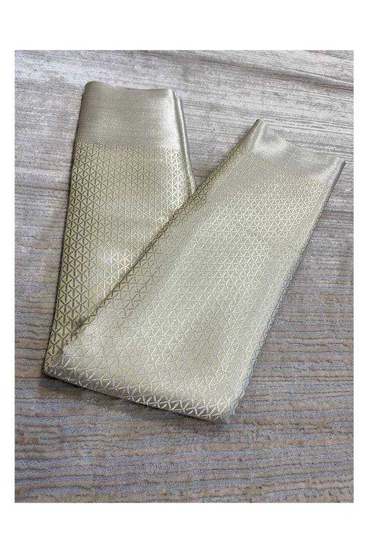Southloom Banarasi Silver Zari Brocade Work Silk Saree in Beige Pastel Shade