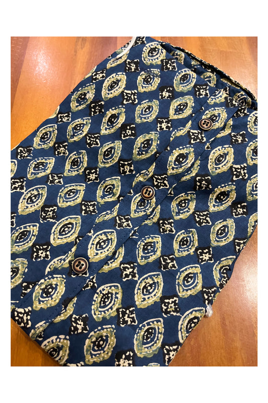 Southloom Jaipur Cotton Blue Hand Block Printed Shirt For Kids (Half Sleeves)