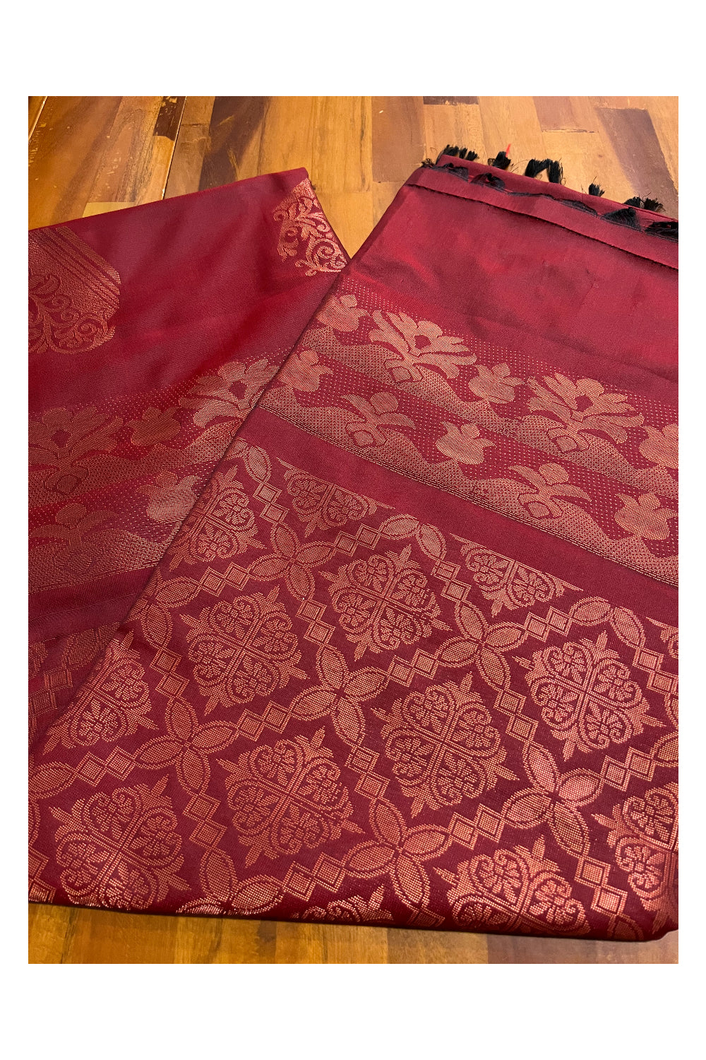 Southloom Soft Silk Maroon Designer Woven Saree with  Heavy Work on Pallu