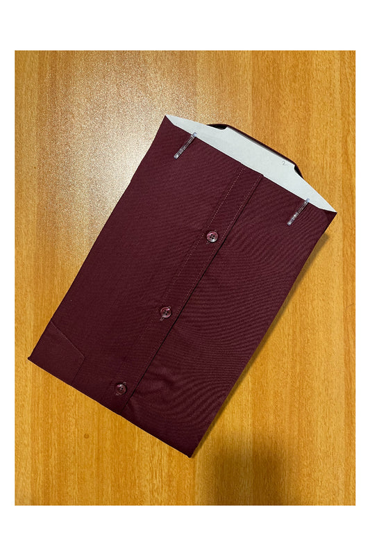 Pure Cotton Maroon Solid Shirt (42 HS)