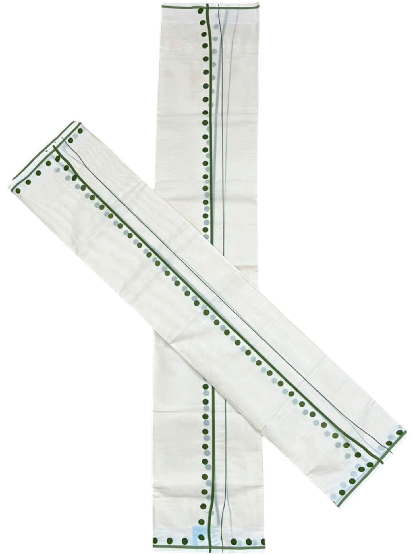 Southloom Pure Cotton Kerala Single Set Mundu (Mundum Neriyathum) with Digital Prints in Olive Green 2.80 Mtrs SL359