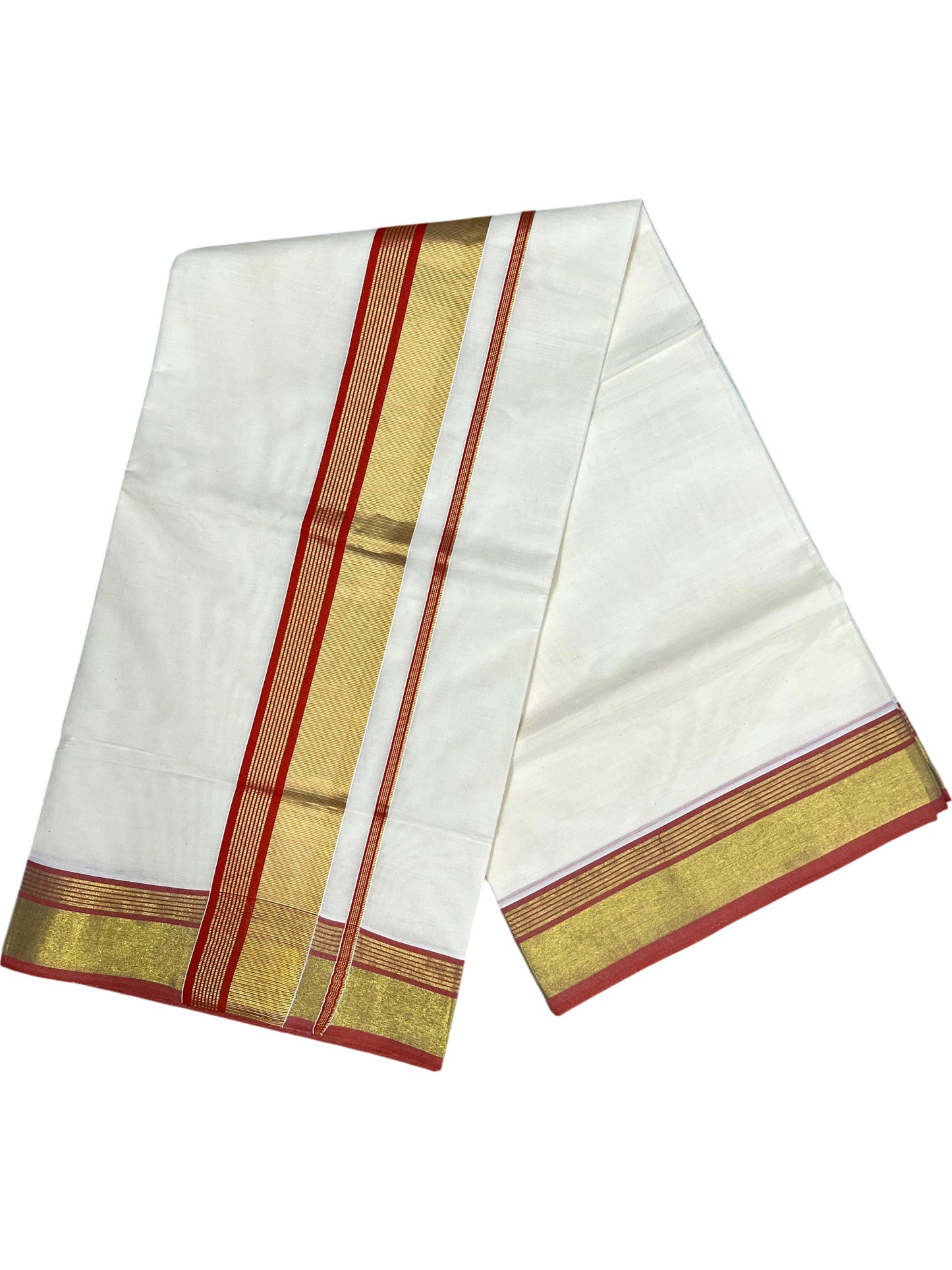 Southloom Kerala Cotton Kasavu Saree with Orange Border