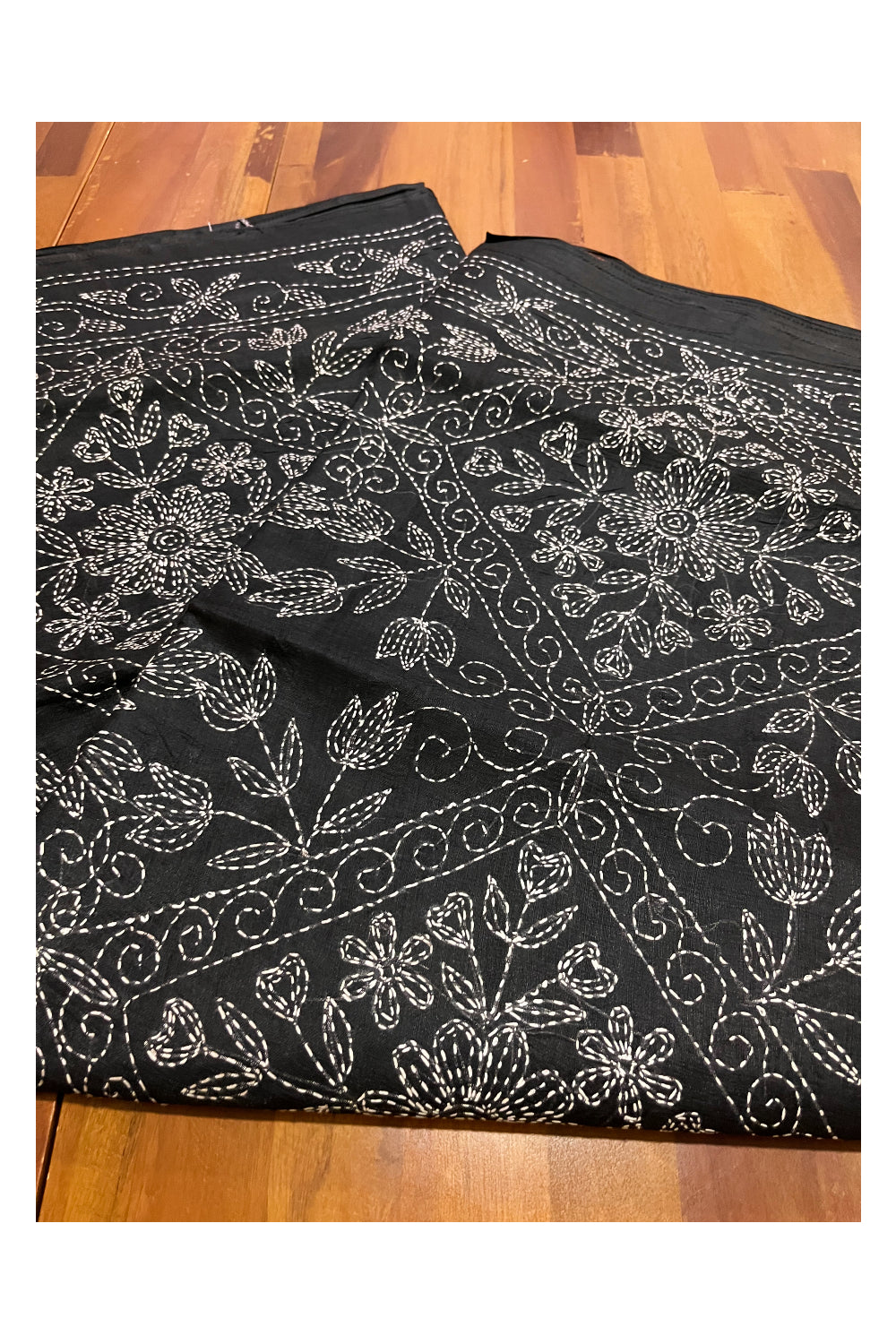 Southloom Kantha Thread Work Designer Black Saree