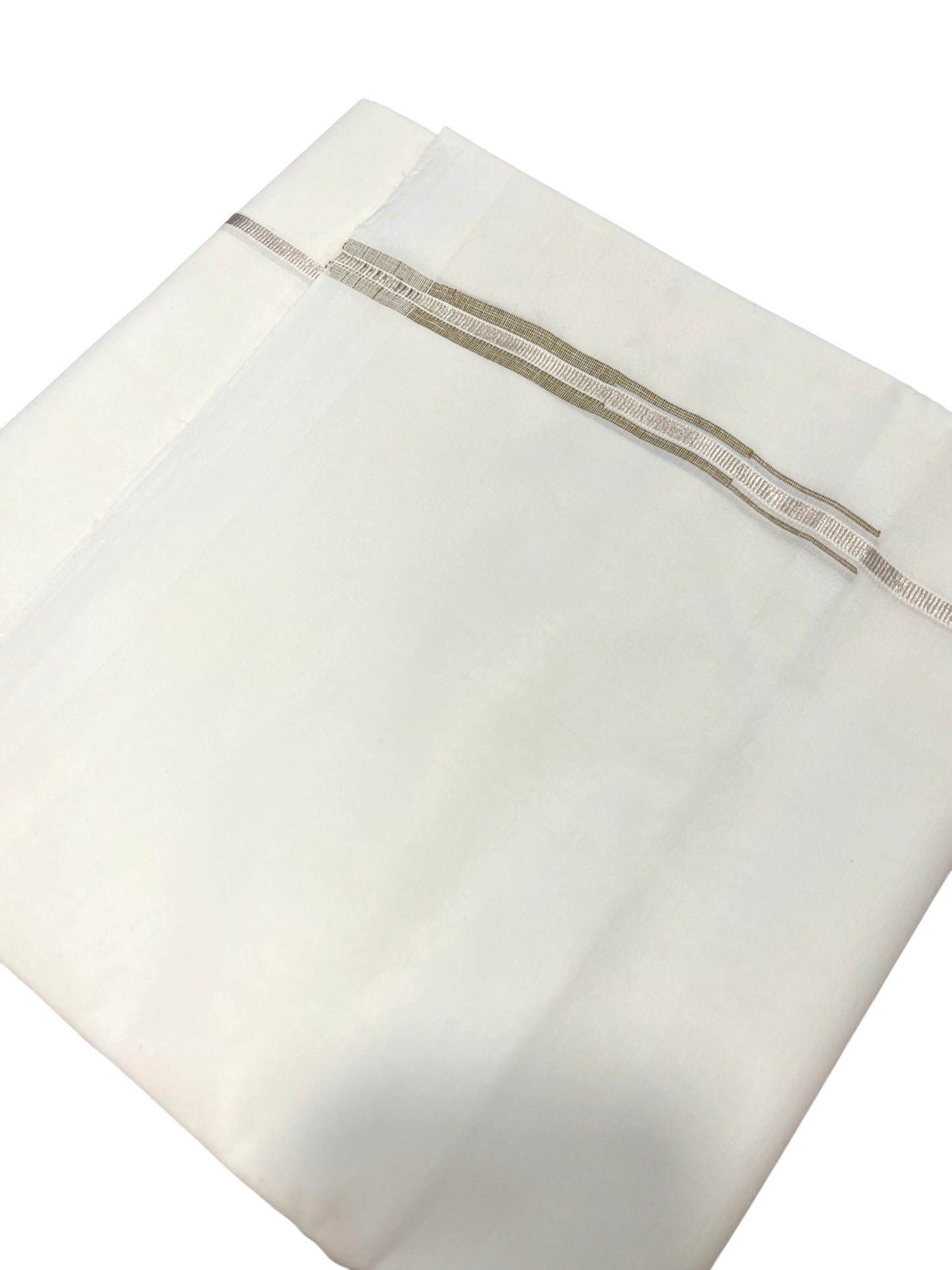 Pure White Cotton Double Mundu with Chutti Kara (South Indian Dhoti)