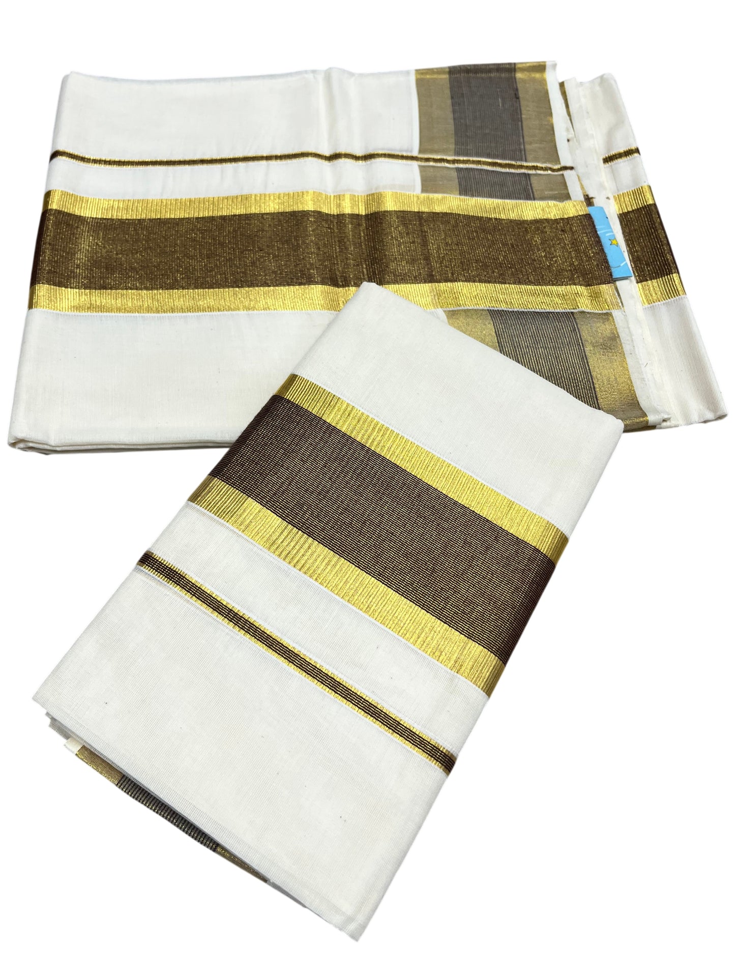 Southloom Pure Cotton Kerala Single Set Mundu (Mundum Neriyathum) with  Brown and Kasavu Border 2.80 Mtrs SLKK