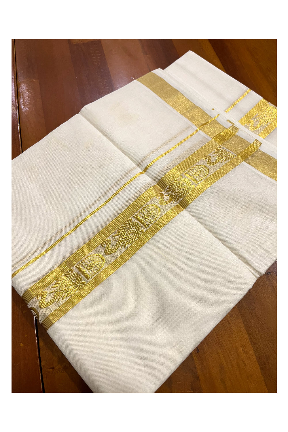 Southloom Premium Handloom Cotton Mundu with Kasavu Elephant Woven Border (Onam Mundu 2023)