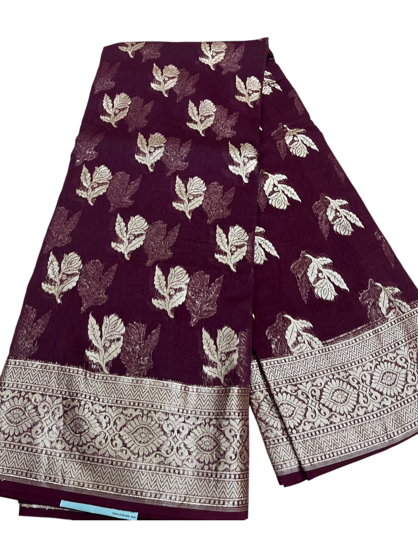 Southloom Cotton Banarasi Silk Saree with Woven Work on Body and Borders (Purple)