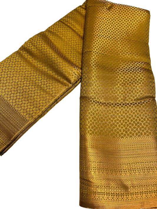 Southloom Brocade Silk Bridal Saree WIth Woven Borders And Blouse Piece