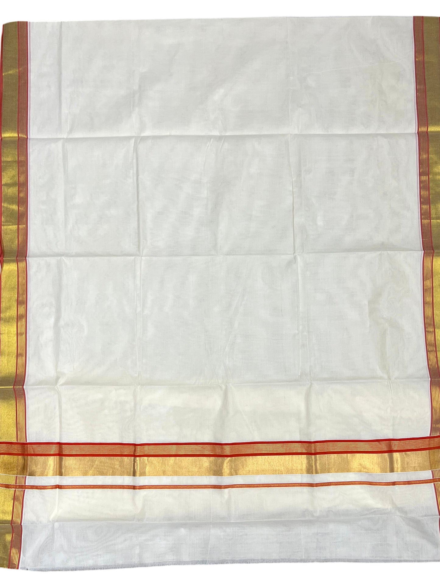 Southloom Kerala Cotton Kasavu Saree with Orange Border