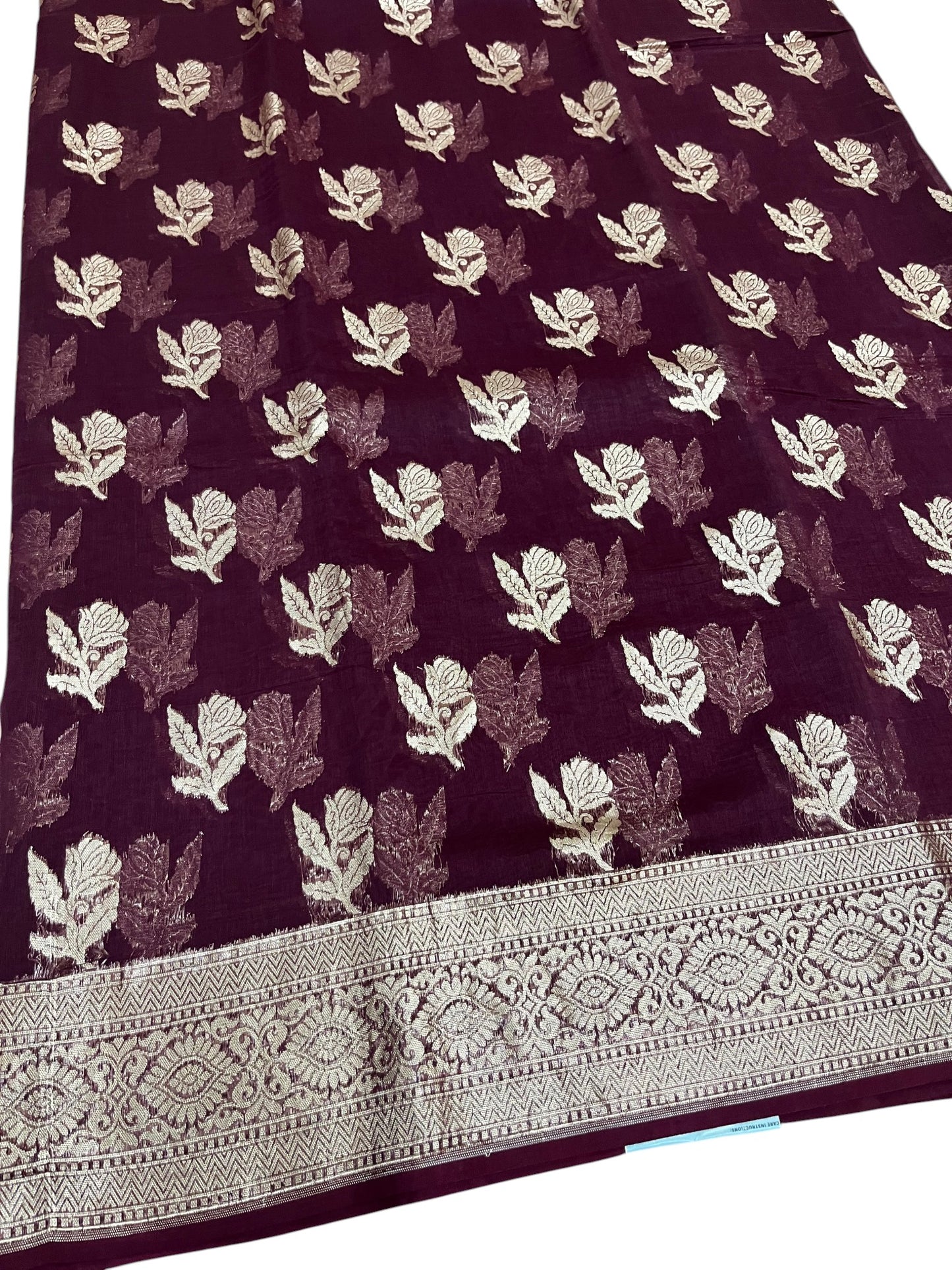 Southloom Cotton Banarasi Silk Saree with Woven Work on Body and Borders (Purple)