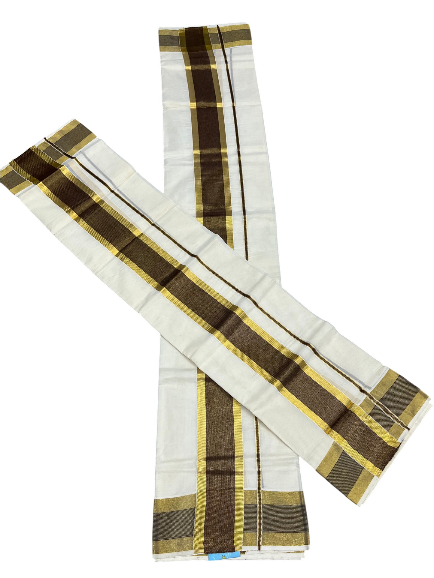 Southloom Pure Cotton Kerala Single Set Mundu (Mundum Neriyathum) with  Brown and Kasavu Border 2.80 Mtrs SLKK