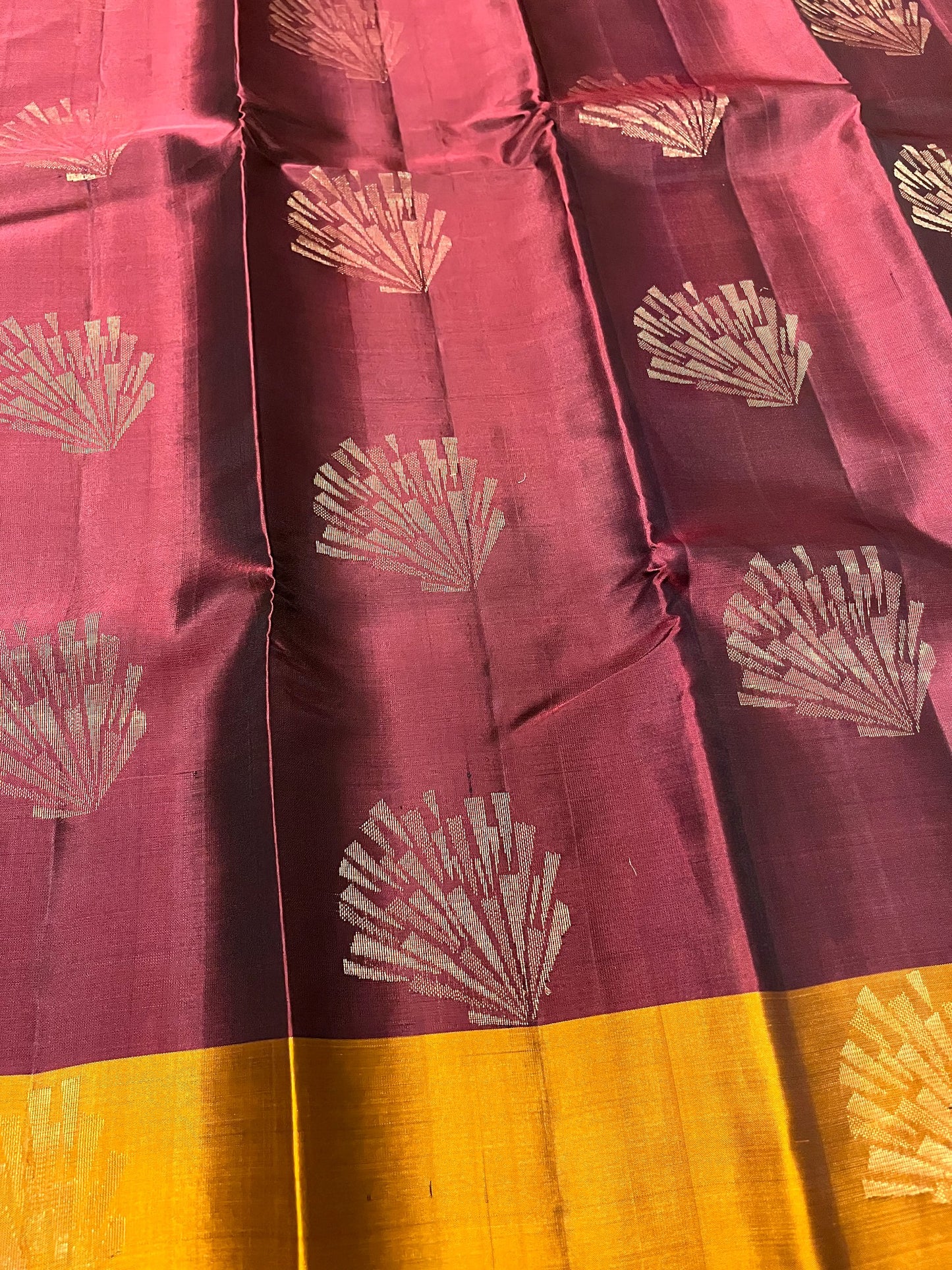 Southloom Pure Handloom Kanchipuram Silk Saree with Butta Work (Maroon & Yellow)