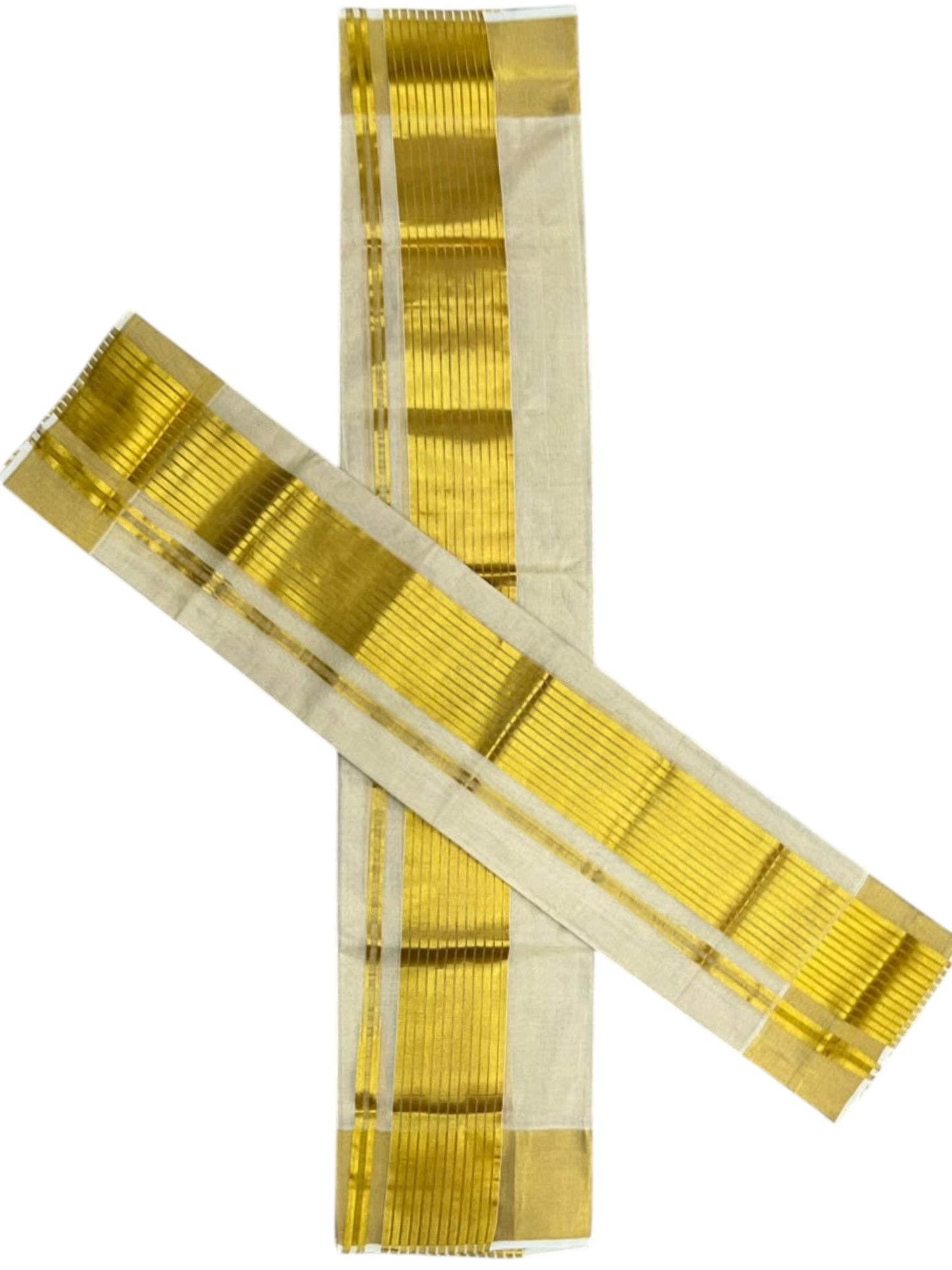 Southloom Premium Tissue Handloom Set Mundu with Chuttikara Design And Lines Kasavu Border  (2.80 Mtr) SL632