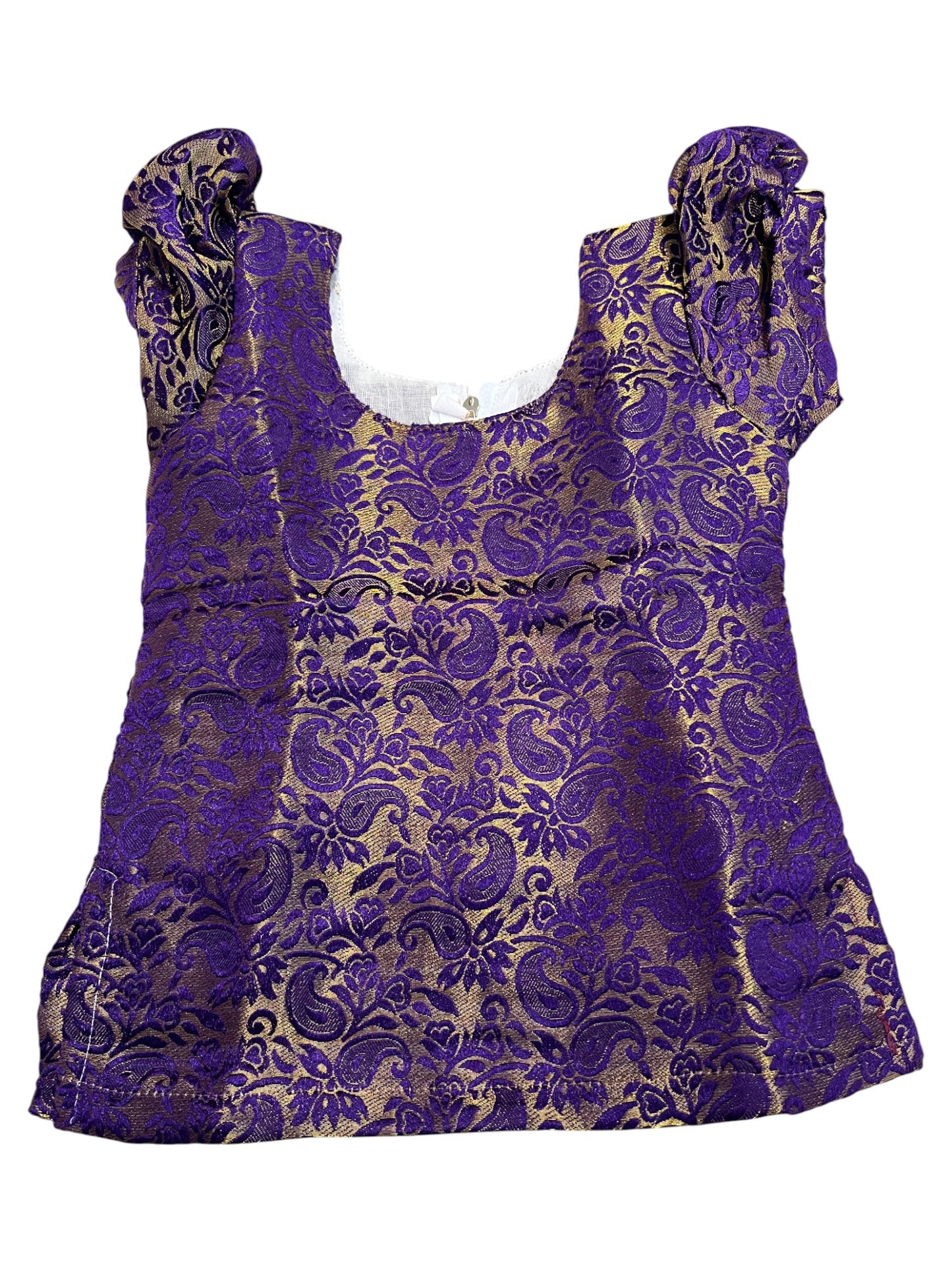 Southloom Kerala Tissue Kasavu Pavada Blouse with Embroidery Work for Kids