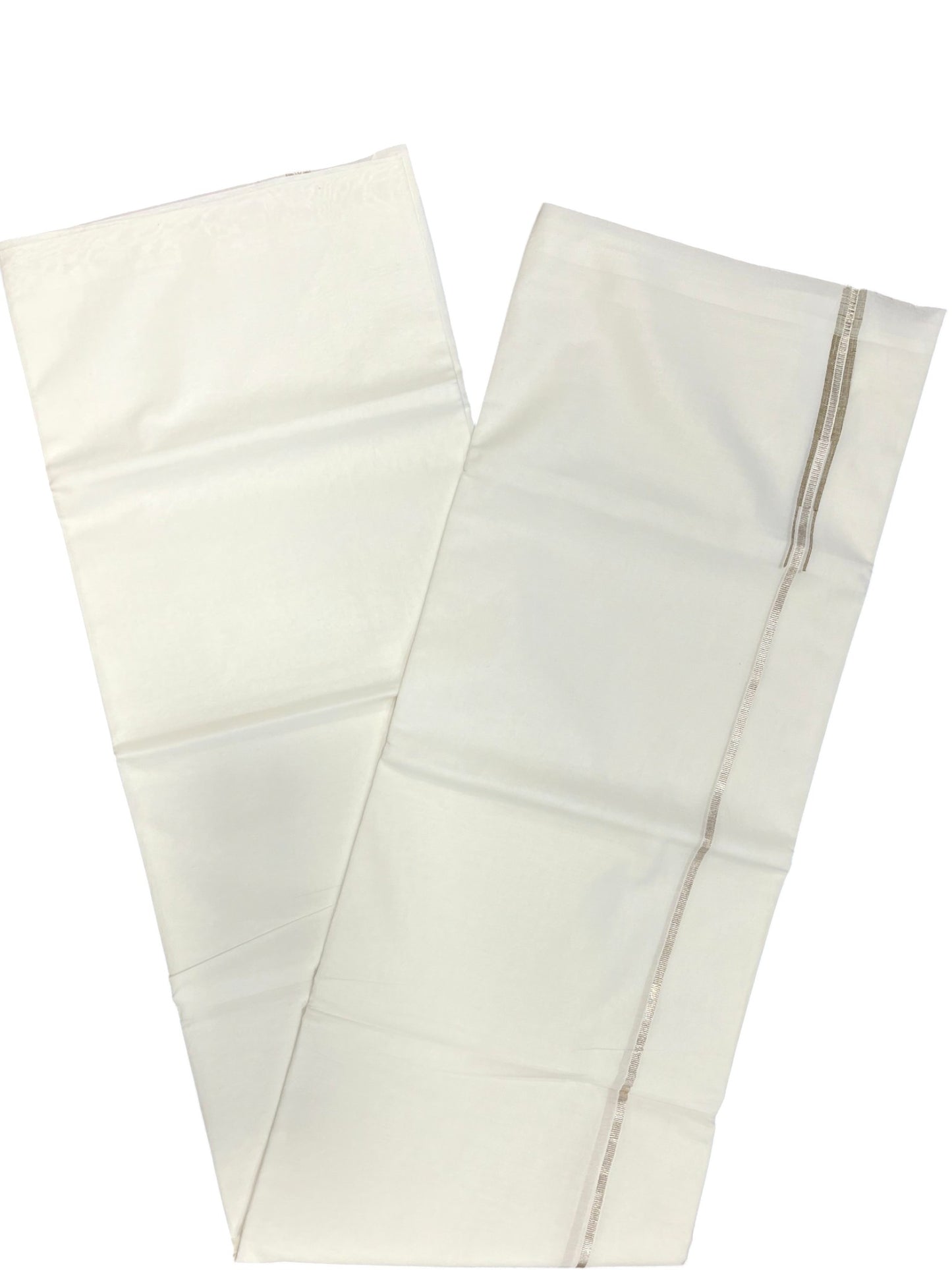 Pure White Cotton Double Mundu with Chutti Kara (South Indian Dhoti)
