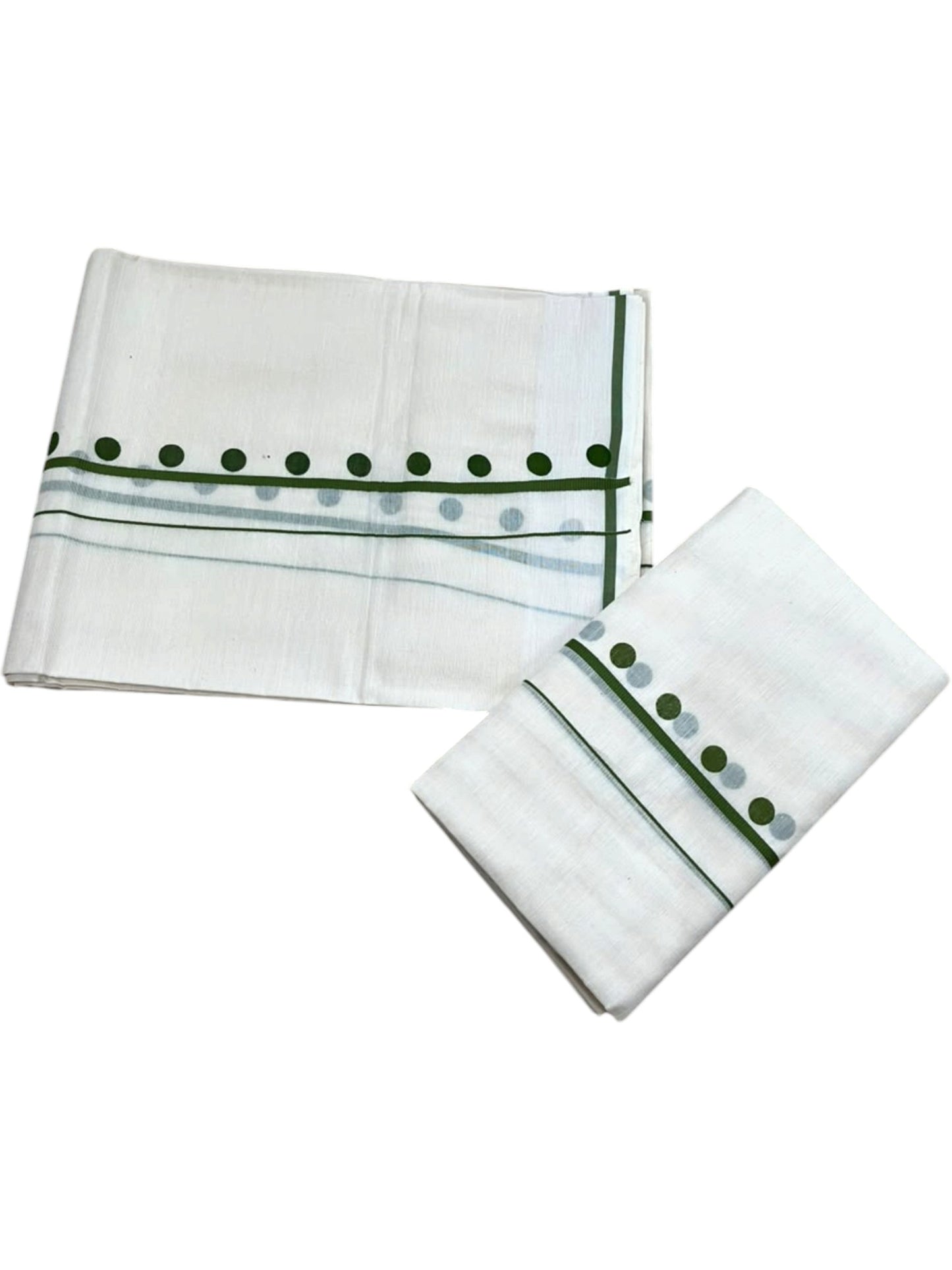 Southloom Pure Cotton Kerala Single Set Mundu (Mundum Neriyathum) with Digital Prints in Olive Green 2.80 Mtrs SL359