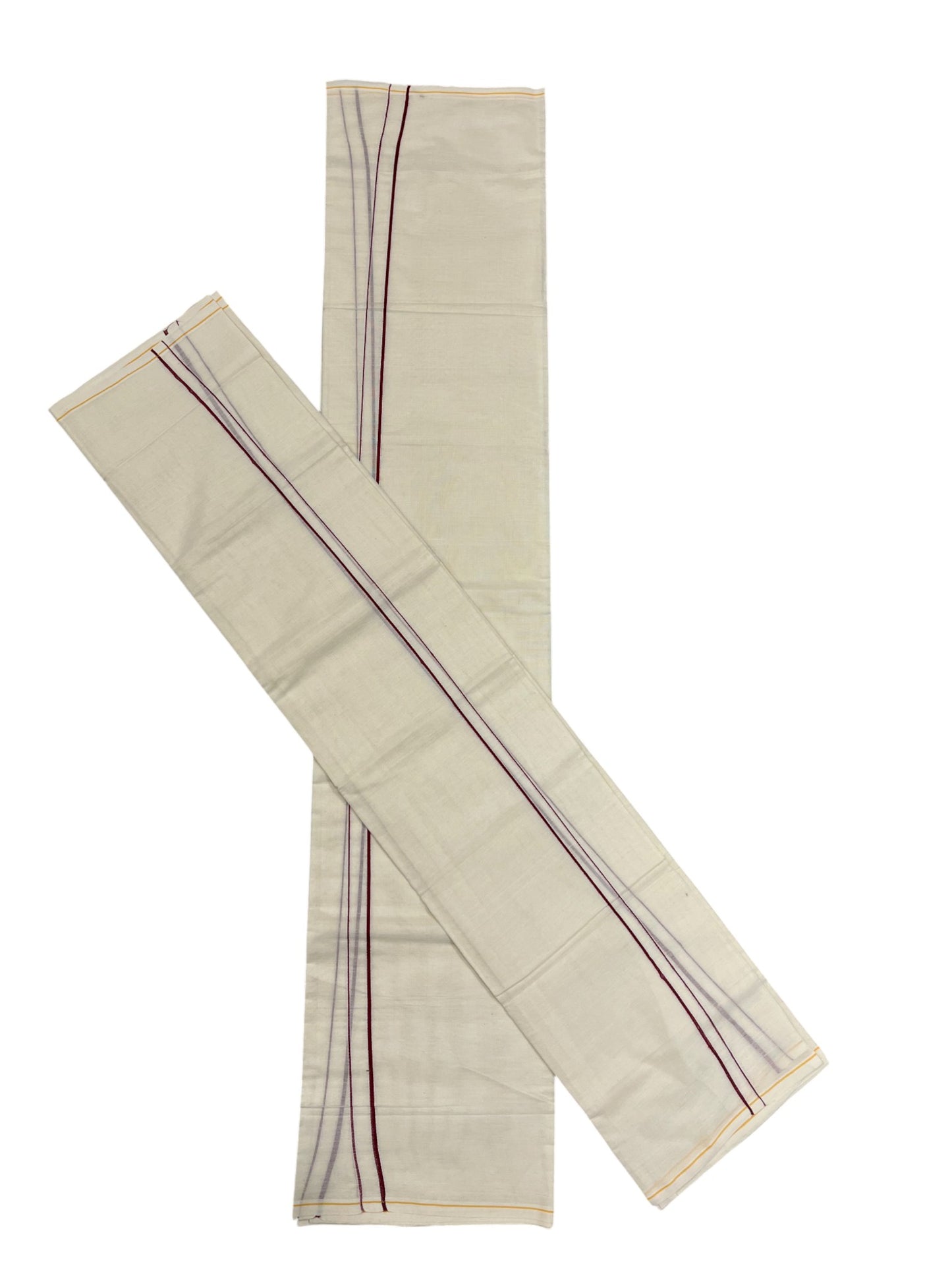 Kerala Cotton Mundum Neriyathum Single (Set Mundu) with Meroon Eerkkil Kara