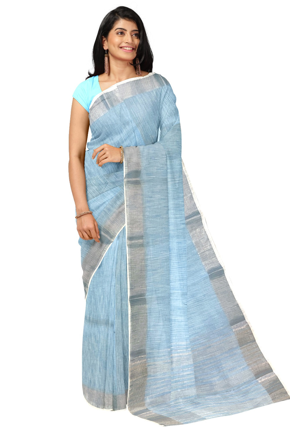 Southloom Cotton Light Blue Shaded Saree