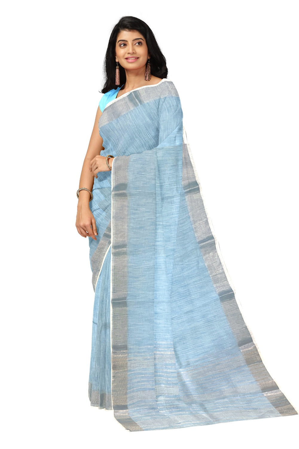 Southloom Cotton Light Blue Shaded Saree