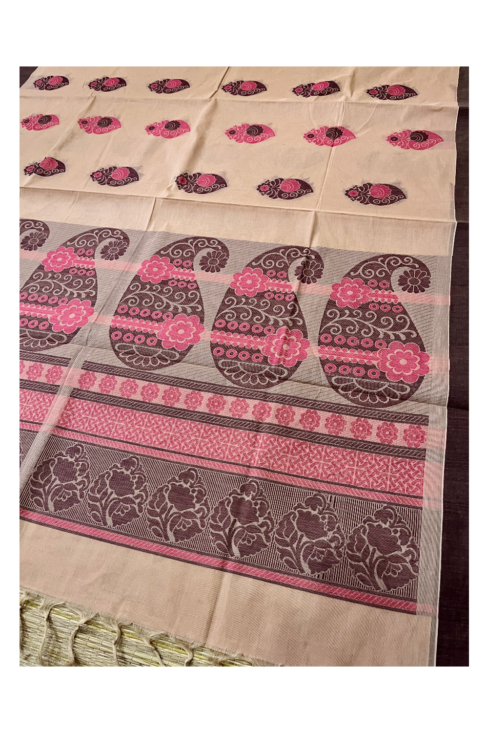 Southloom Brown Cotton Saree with Woven Designs