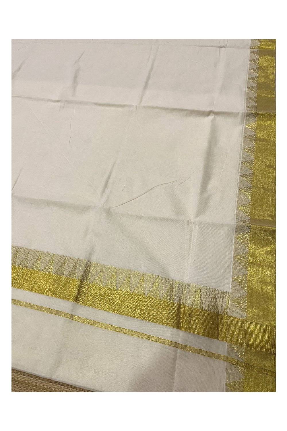 Kerala Pure Cotton Saree with Kasavu Temple Woven Border