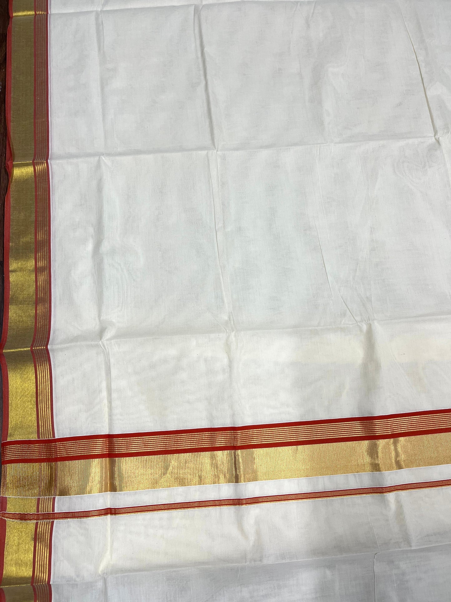 Southloom Kerala Cotton Kasavu Saree with Orange Border