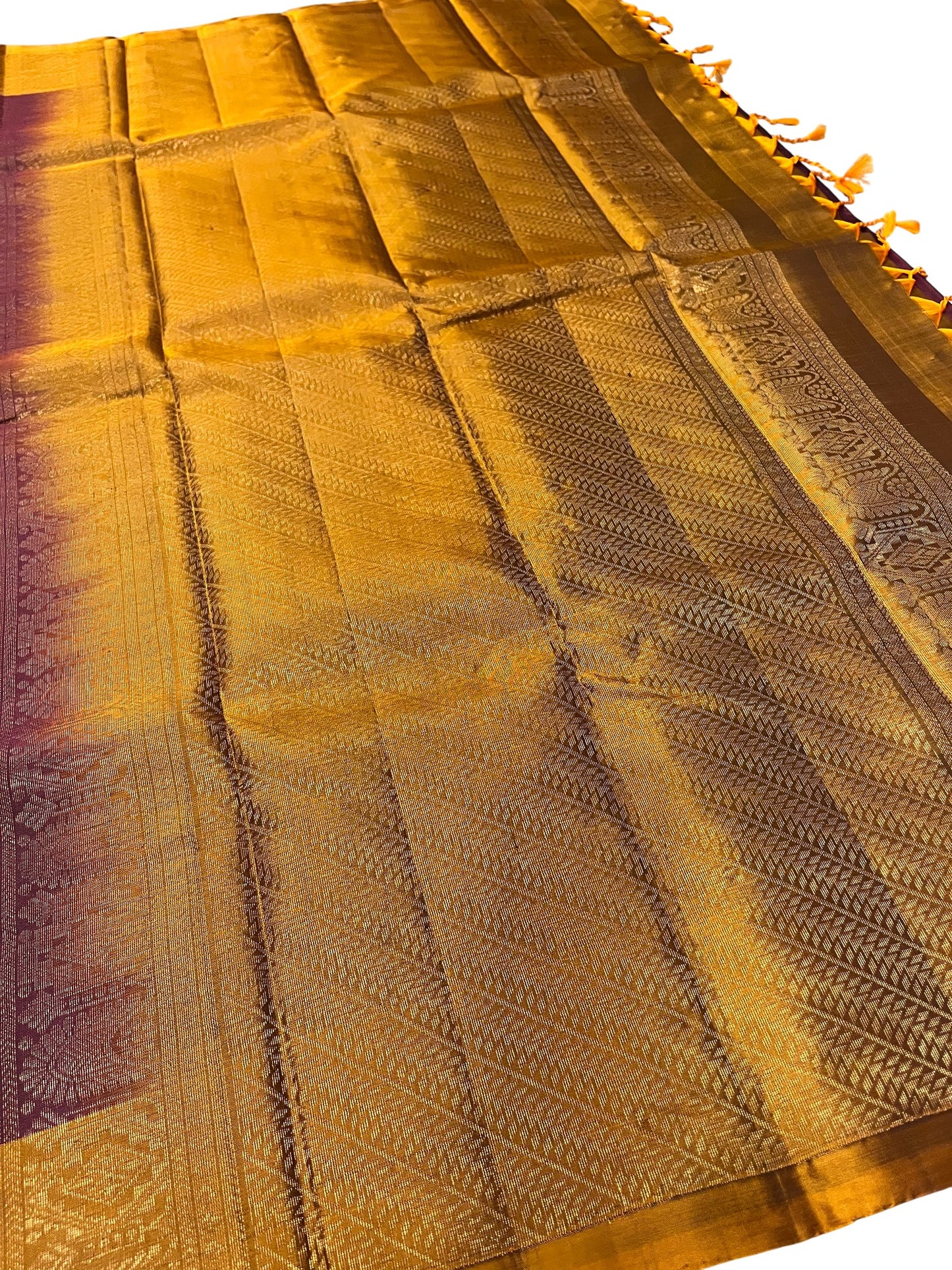 Southloom Pure Handloom Kanchipuram Silk Saree with Butta Work (Maroon & Yellow)