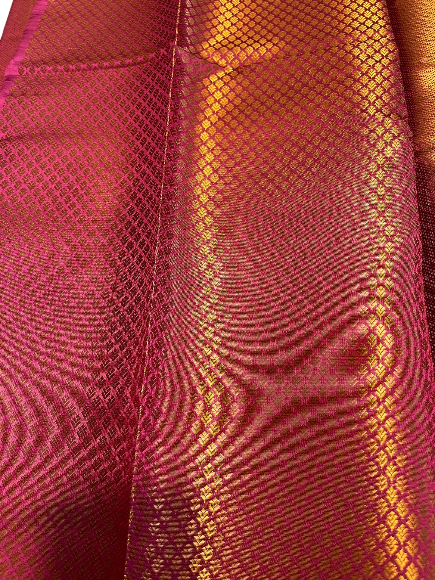 Southloom Premium Semi Silk Zari Work Brocade Saree in Bridal Magenta with Matching Pallu