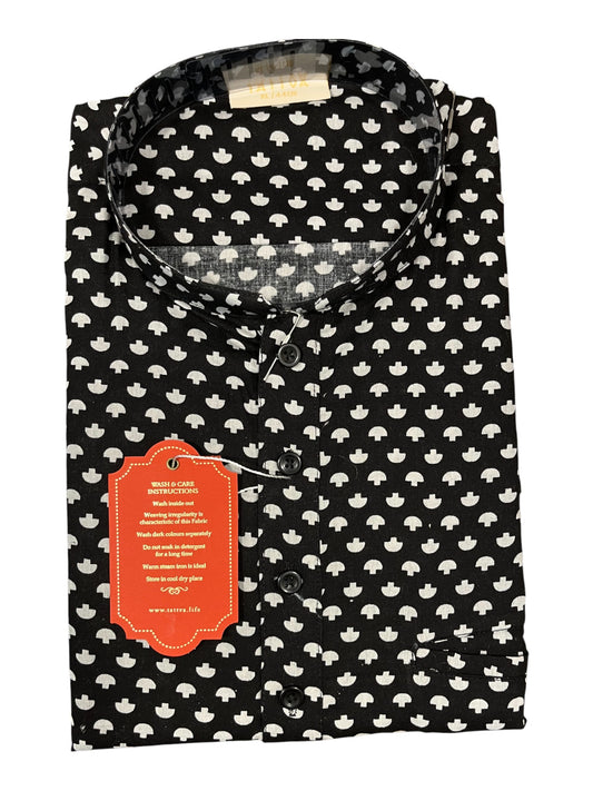 Southloom Semi Silk Short Kurta for Men in Black Colour