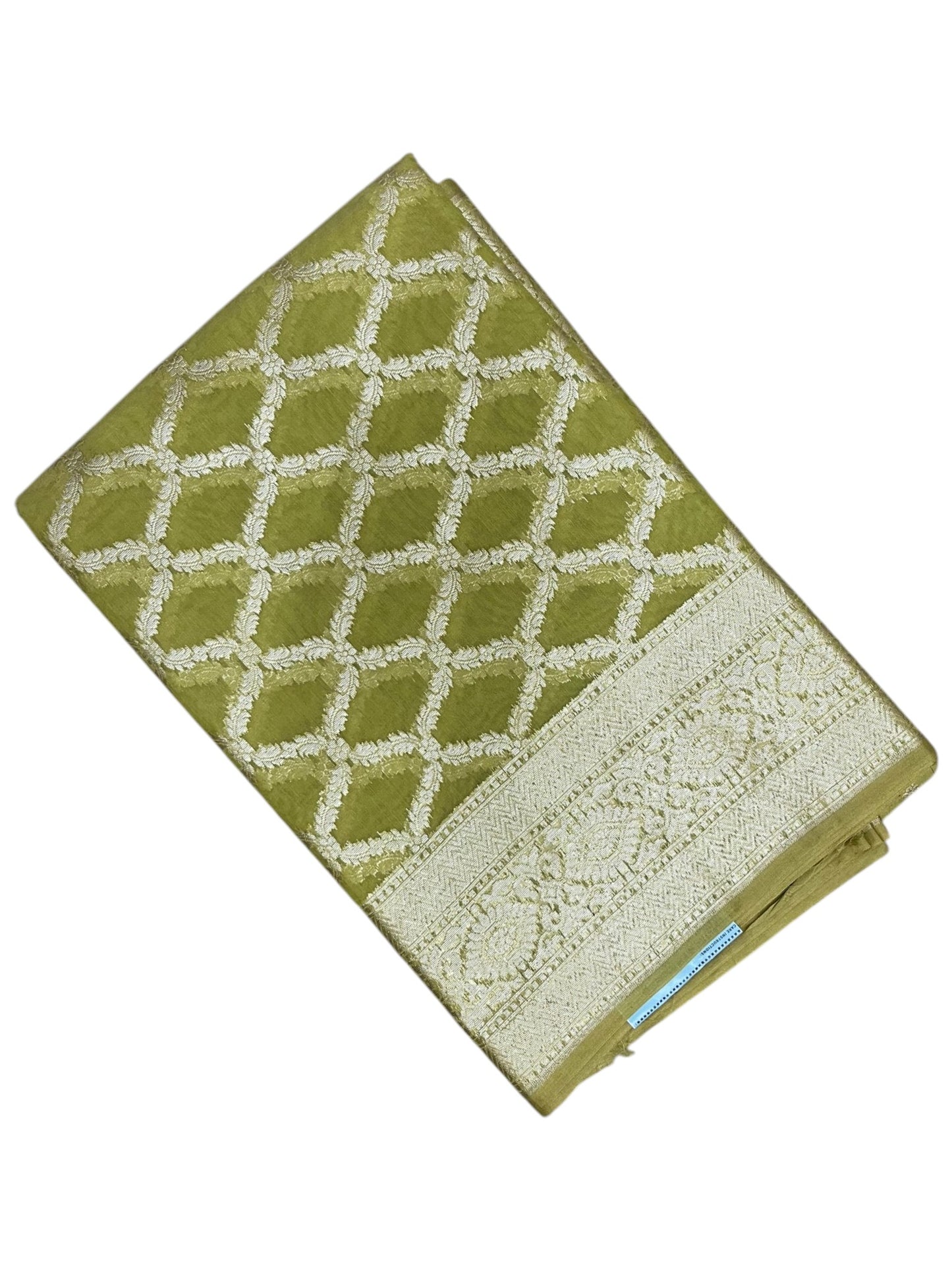 Southloom Cotton Banarasi Silk Saree with Woven Work on Body and Borders (Yellow)