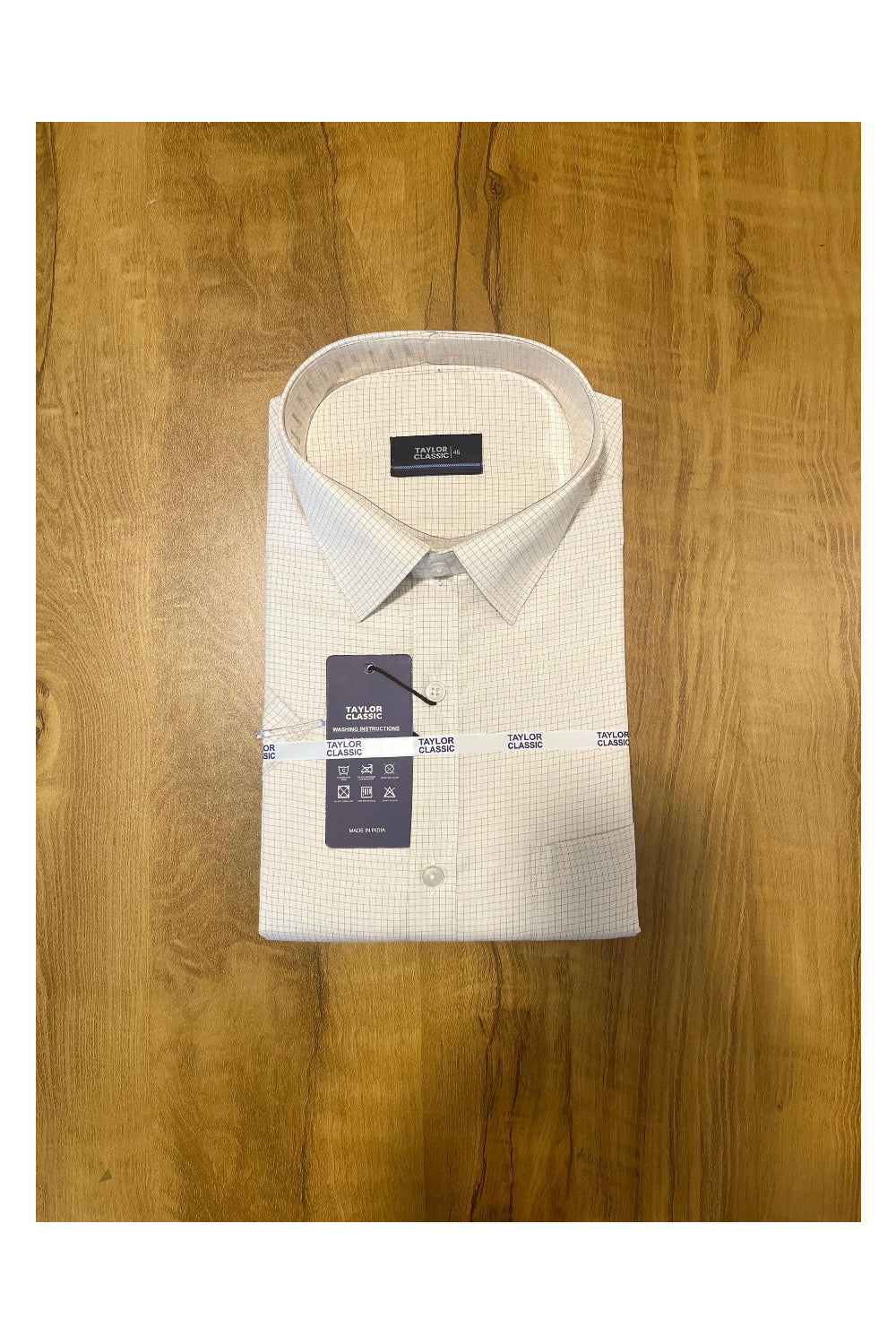 Pure Cotton White Shirt with Micro Checks (46 HS)