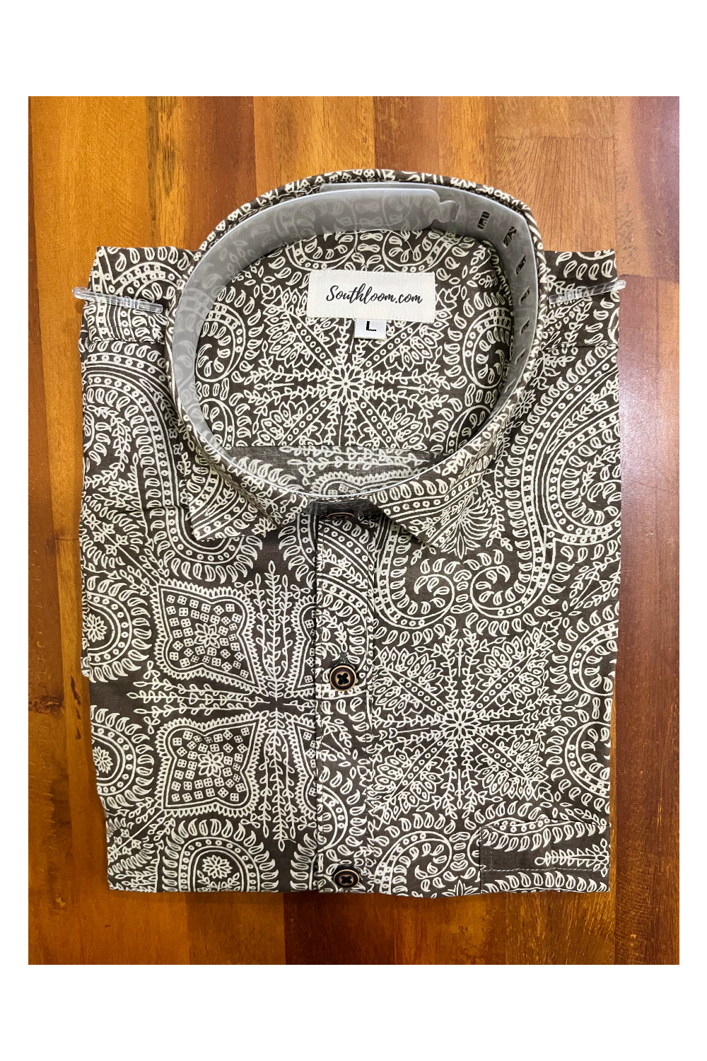 Southloom Jaipur Cotton Hand Block Printed Brown Shirt (Full Sleeves)