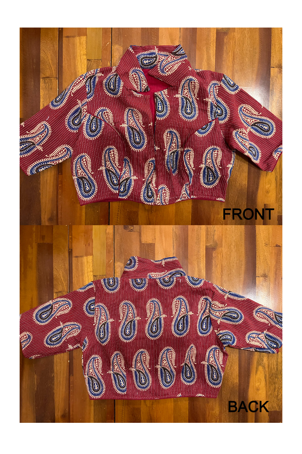 Southloom Maroon Paisley Rust Ajrakh Ready Made Blouse