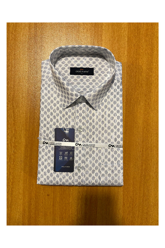 Pure Cotton White Printed Shirt (42 HS)