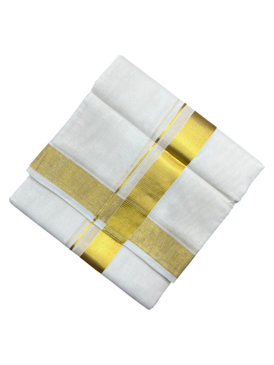Southloom Premium Handloom Cotton Double Mundu with Gold Border