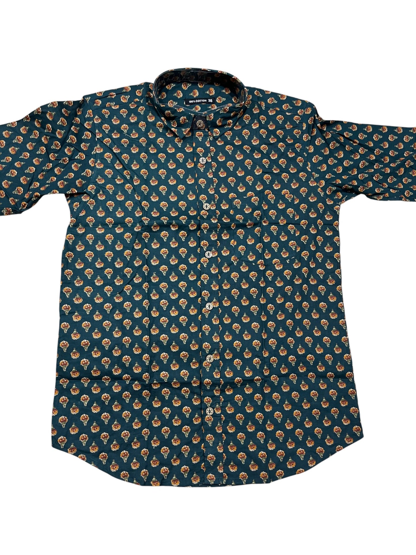 Southloom Jaipur Pure Cotton Block Printed Shirt for Men (Medium)