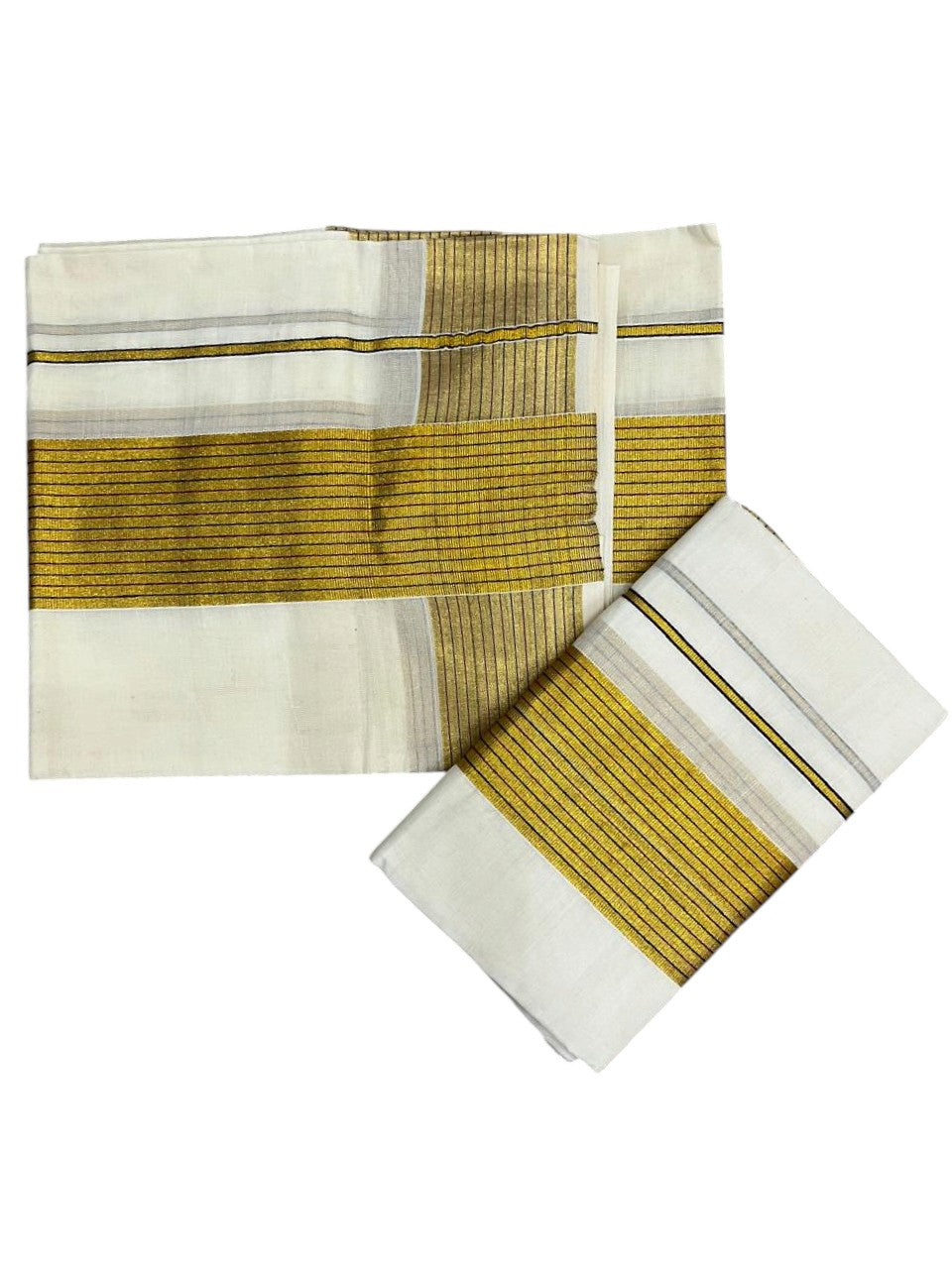 Southloom Pure Cotton Set Mundu with Gold Kasavu Lines 2.80 Mtrs SL374