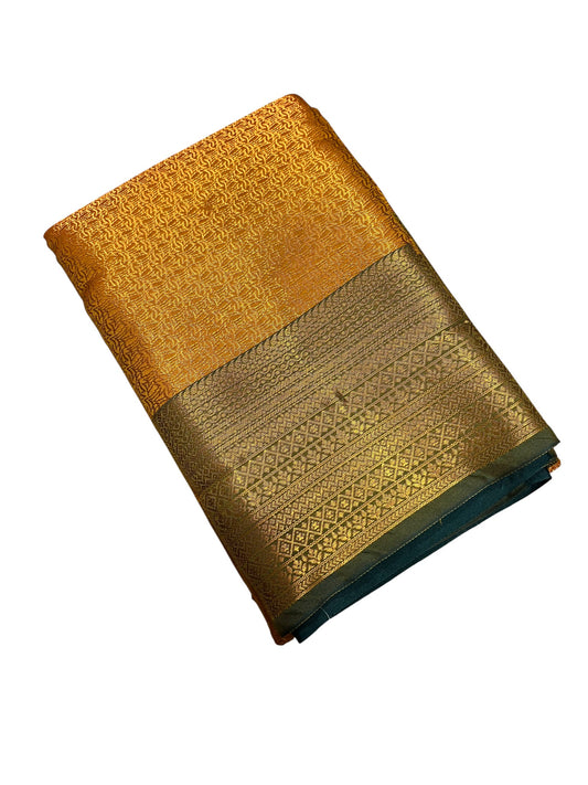 Southloom Premium Semi Silk Zari Work Brocade Saree in Bridal Yellow with Matching Pallu