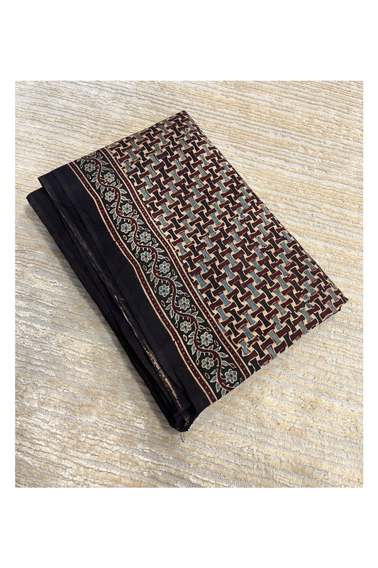 Southloom Kerala Cotton Saree with Block Prints Across Body