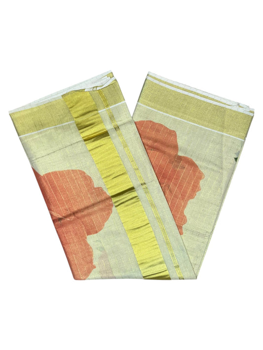 Southloom Tissue  Kerala Kasavu Saree with Floral Digital Printed